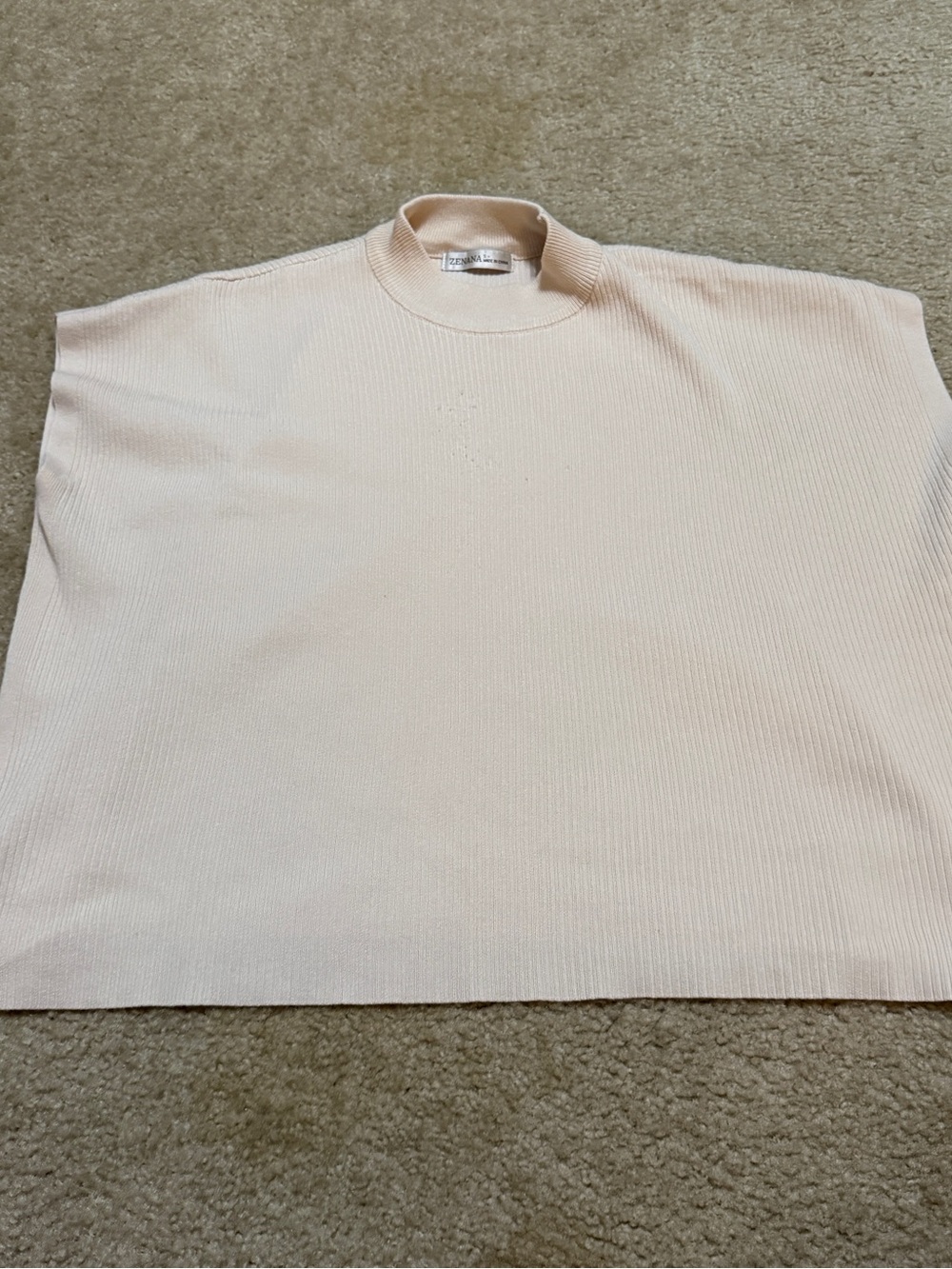 Zenana Outfitters Cream Ribbed Mock Neck Sweater